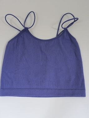 Colsie Purple Ribbed Crop Top with Spaghetti Straps Size M